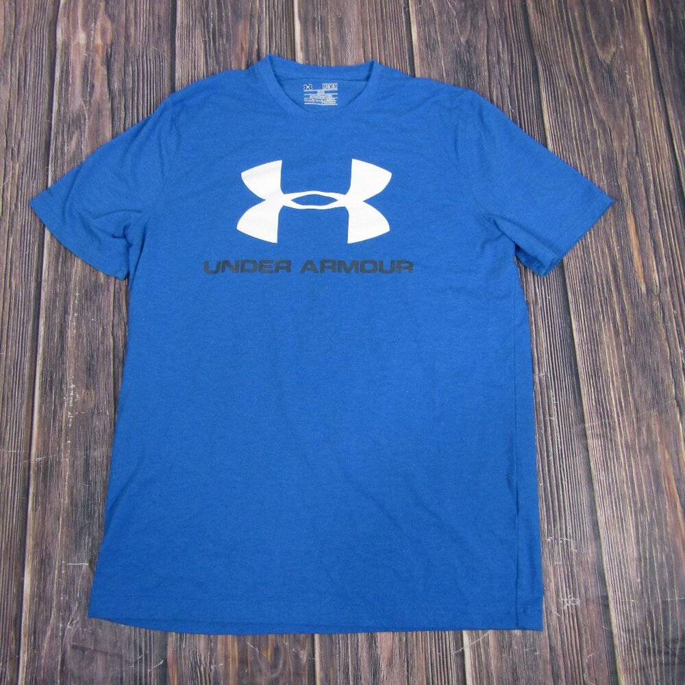 Under Armour Mens Medium‎ Short Sleeve Tee T Shirt Blue Gym Workout Sports Basic